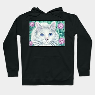 Blue eyes white cat Hoodie